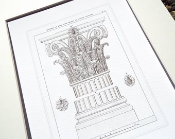 Architectural Print of Corinthian Capital Detail 1 on Heavy Watercolor Paper