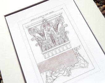 Architectural Print of Corinthian Capital Detail 6 on Heavy Watercolor Paper