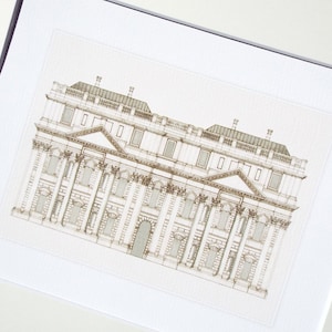 Architectural Drawing Building with Corinthian Columns Facade Archival Print