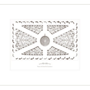 Antique French Garden Plan 5 Horizontal In Sepia & Navy Blue Archival Print