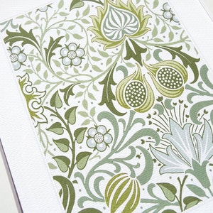 William Morris Sage Green Botanical Wallpaper Pattern 1 Archival Quality Print on Watercolor Paper