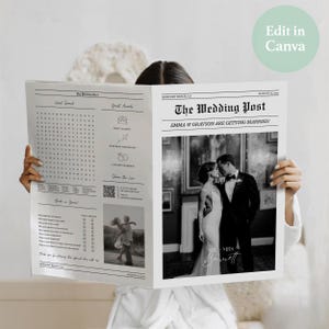 Wedding Newspaper Template Folded Wedding Program Wedding Timeline Printable Custom Newspaper Wedding Itinerary Wedding Post Canva Template
