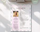 Sorority Resume Template with Photo, Editable Resume and Cover Letter for Sorority Recruitment, Rush Resume Template, Monogram Floral