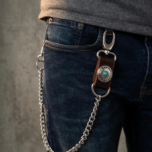 turquoise button western wallet chain