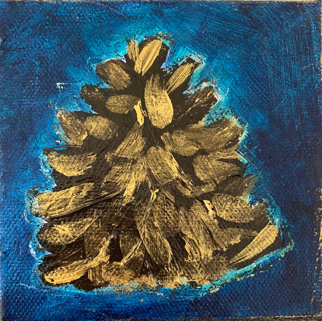 Mini Abstract Painting, Pinecone Art, Textured Wall Art, Fall Art, Art ...