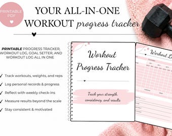 Workout Progress Tracker Printable | Gym Log, Fitness Planner (PDF Download)