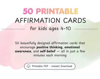Kids Affirmation Cards | Daily Positive Routine, Confidence Building (PDF Download)