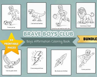 Brave Boys Club Coloring Book Bundle | 40 Affirmation Pages (PDF Download)