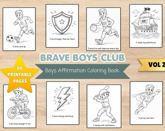 Boys Affirmation Coloring Book | Confidence, Adventure, Sports (PDF Pattern)