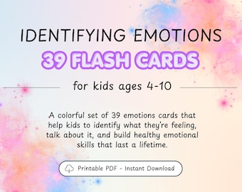 Kids Feelings Cards | 39 Emotions Flashcards, SEL Learning (PDF Download)