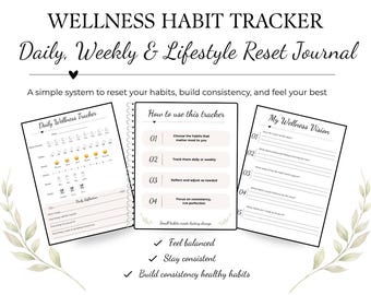 Wellness Habit Tracker | Daily, Weekly, Self-Care Planner (PDF)