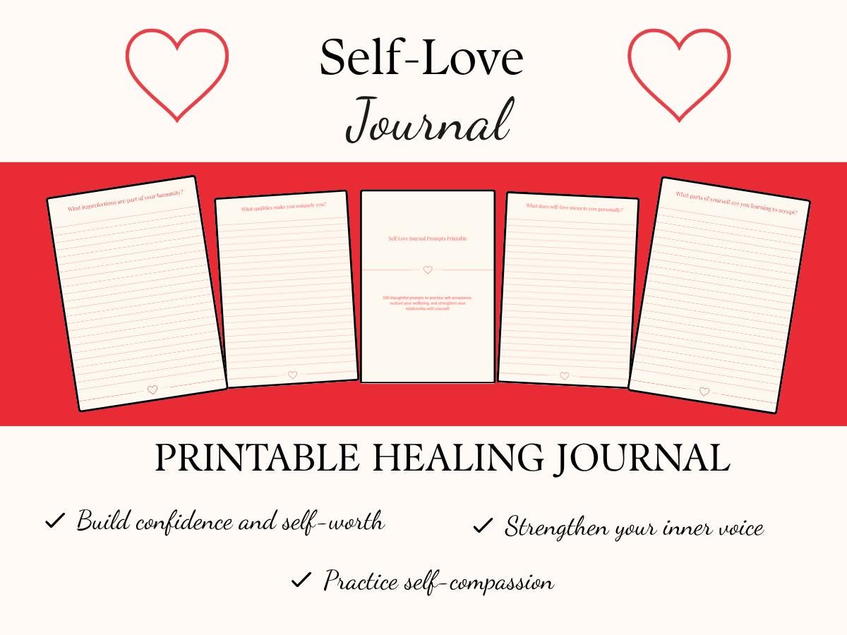 Self Love Journal Prompts Printable PDF | 100 Guided Prompts for Growth ...