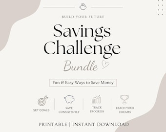Savings Challenge Bundle | 52 Week, 100 Envelope Money Tracker (PDF Download)