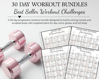 30 Day Workout Challenge Bundle | Abs, Arms, Glutes, Full Body Plans (Printable)