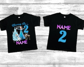 Maglietta di compleanno personalizzata di Elsa per bambine, maglietta di compleanno magica da principessa personalizzata, regalo per la festa di Frozen per la più piccola