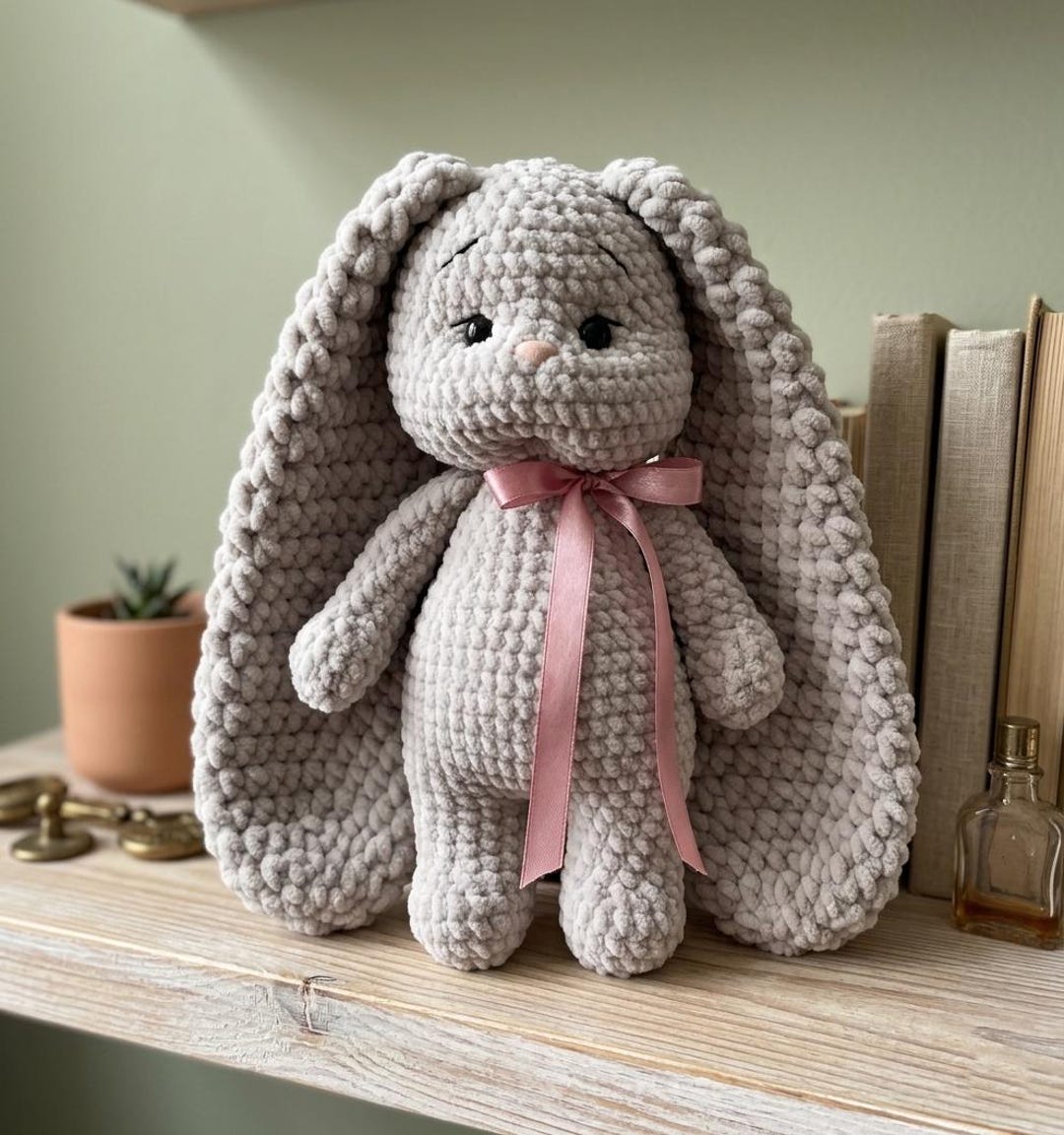 Velvet Bunny Crochet Pattern PDF | Large Floppy Ear Amigurumi Rabbit ...