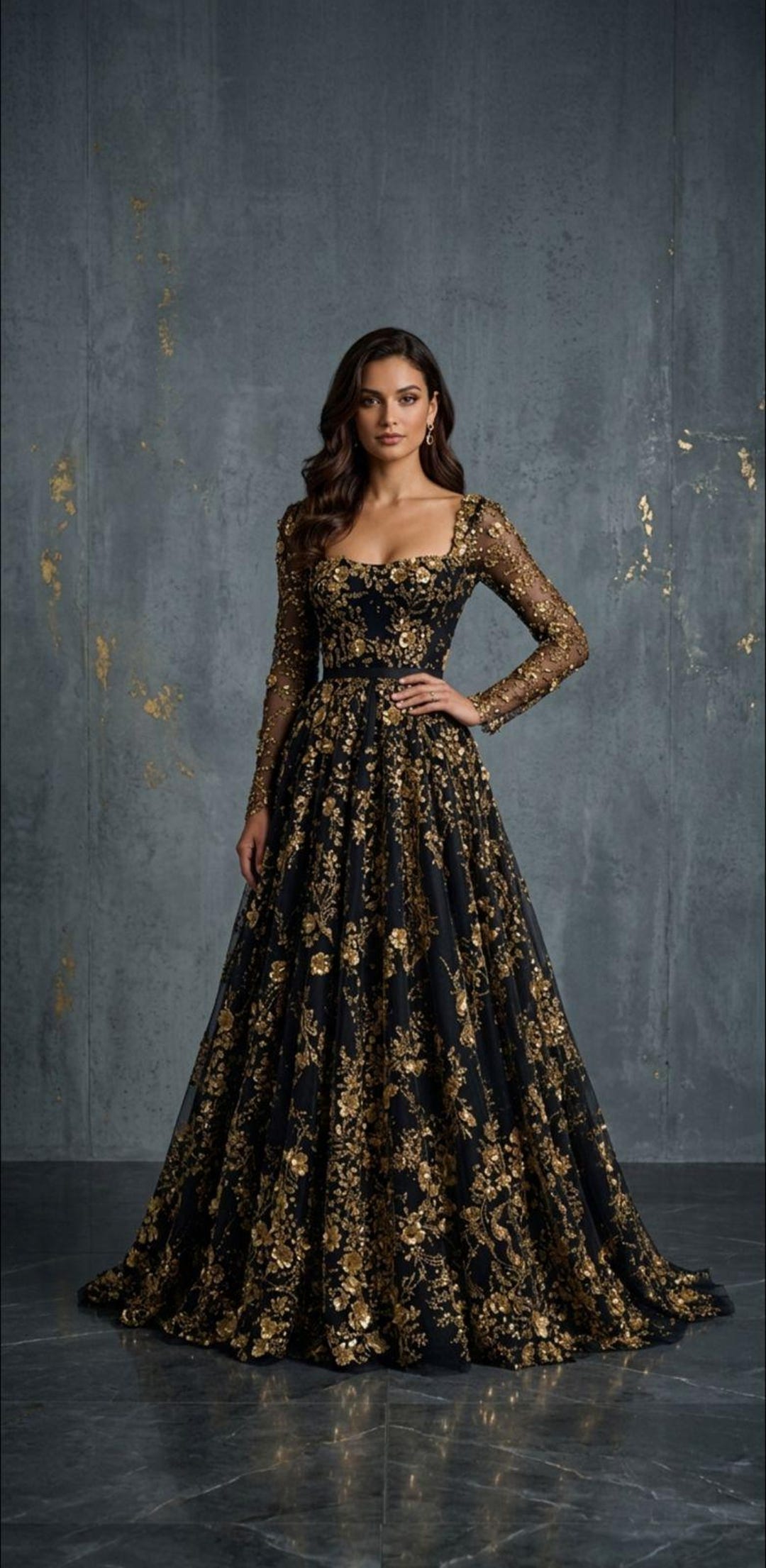 black gold evening dress Primavera Couture 4594 Size 12 Sequin Prom Corset Slit Sequins Length Black/Gold Ombr Lurex Rani Gown