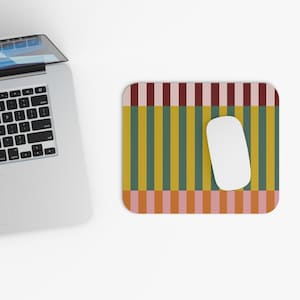 Retro Color Block Stripe Mouse Pad | Bold Geometric Desk Mat