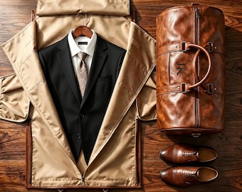 Funda de cuero personalizada para ropa, bolsa de protección para ropa de mano, bolsas de viaje para trajes de hombre, bolsa con compartimento para zapatos, regalo para el padrino de boda.