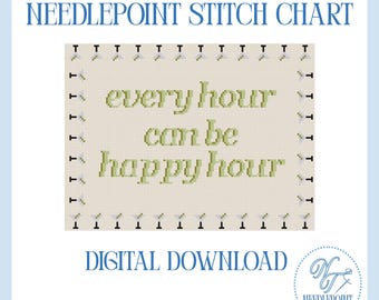 Every Hour Can Be Happy Hour Needlepoint Chart (Digital Download)