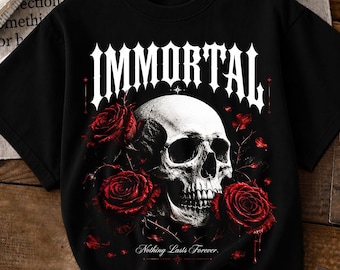 Immortal Skull Rose Halftone PNG Gothic Dark Romance Sublimation Design | DTF Transfer | Digital Download