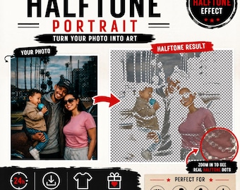 Custom Halftone Portrait Design: Personalized Vintage Photo Shirt Artwork (Digital Download)