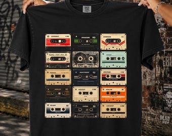 Retro Cassette Collection Halftone PNG Vintage Music Tape Analog Audio Design Old school graphic tees | DTF Transfer | Digital Download