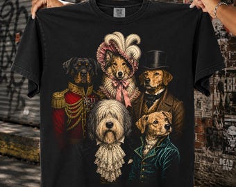 Victorian Dogs Halftone PNG Vintage Aristocratic Pet Portrait Design | DTF Transfer | Digital Download
