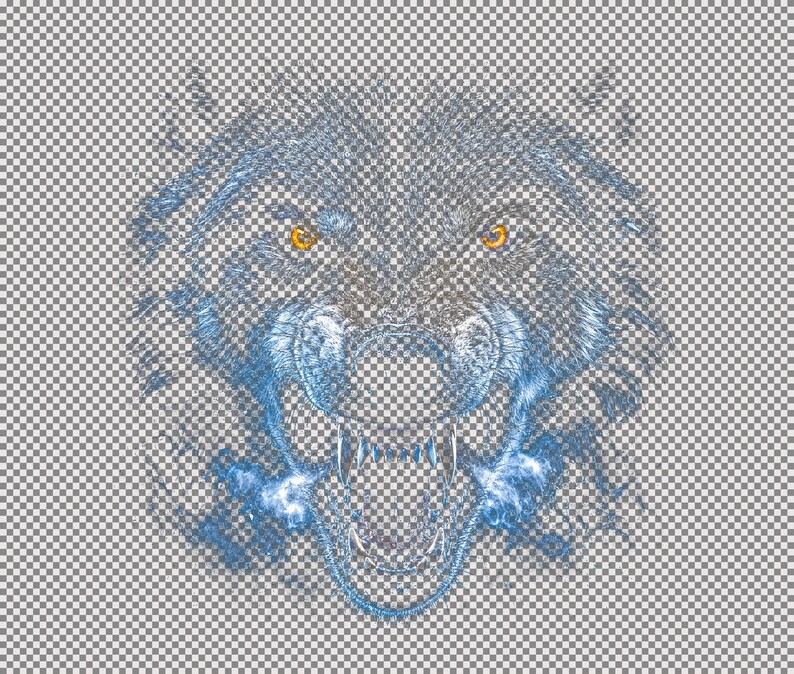 Alpha Wolf Halftone PNG Electric Wolf Dark Predator Wildlife Design Old school graphic tees | DTF Transfer | Digital Download image 4