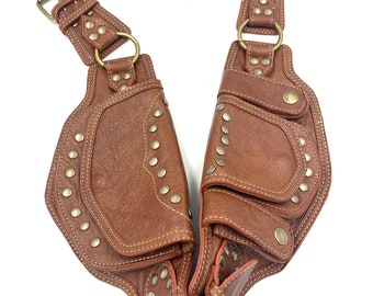 Leather Utility Belt, Festival Utility Belt, Leather Pocket Belt