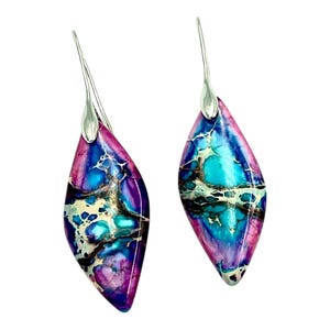 Boucles d&#39;oreilles en pierre de jaspe en argent sterling / Cadeau fait main / Boucles d&#39;oreilles en pierres précieuses