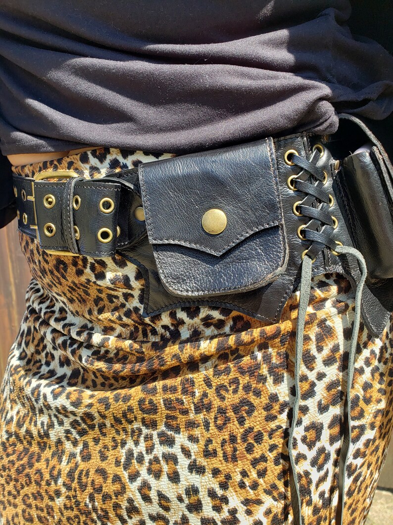 Black Leather Hip Belt The Cypress Fannypack Pocket Belt | Etsy