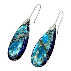 Blue Jasper Earrings - Mothers Day Gift/ Gemstone  Earrings/ Handmade Gift For Her/ Jasper Gemstone Earrings