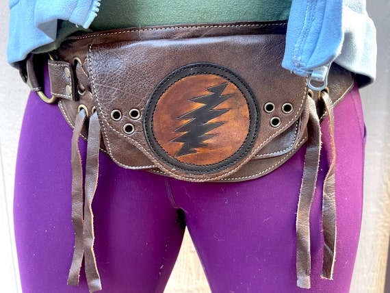 Grateful Dead Leather Fanny Pack Bolt Belt Unisex Etsy