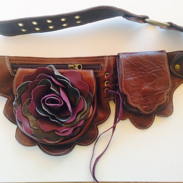 Purple and green rose belt
