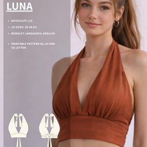 Patron de couture PDF Top LUNA - Téléchargement instantané - 15 tailles