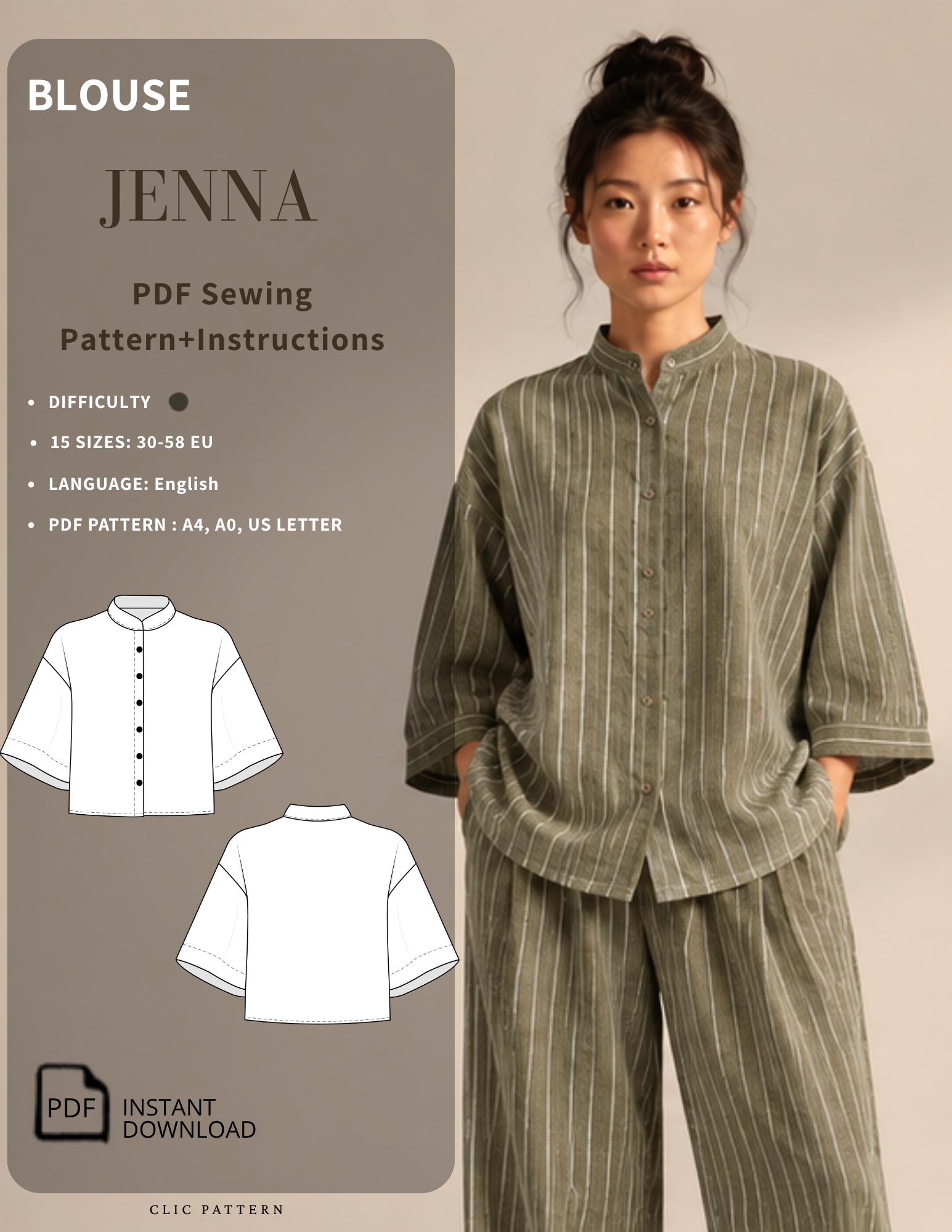 Pintuck Blouse Sewing Pattern - Etsy
