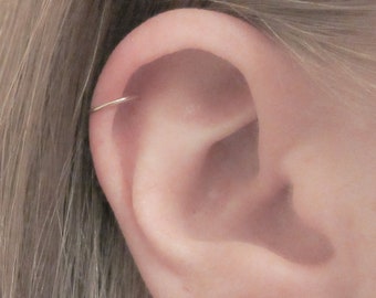 14K Rose Gold Fill Helix Piercing, Gold Huggie Hoop