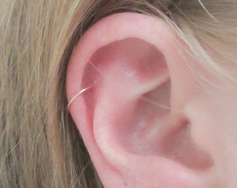 Thin Rose Gold Helix Piercing, 14K Rose Gold Filled Cartilage Hoop