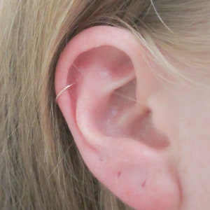 14K Gold Fill Helix Piercing, Thin Gold Huggie Hoop