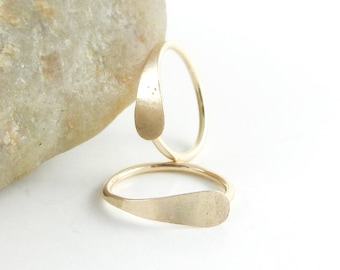 14K Gold Filled 18 Gauge Cartilage Earrings, Hammered Gold Huggie Hoops