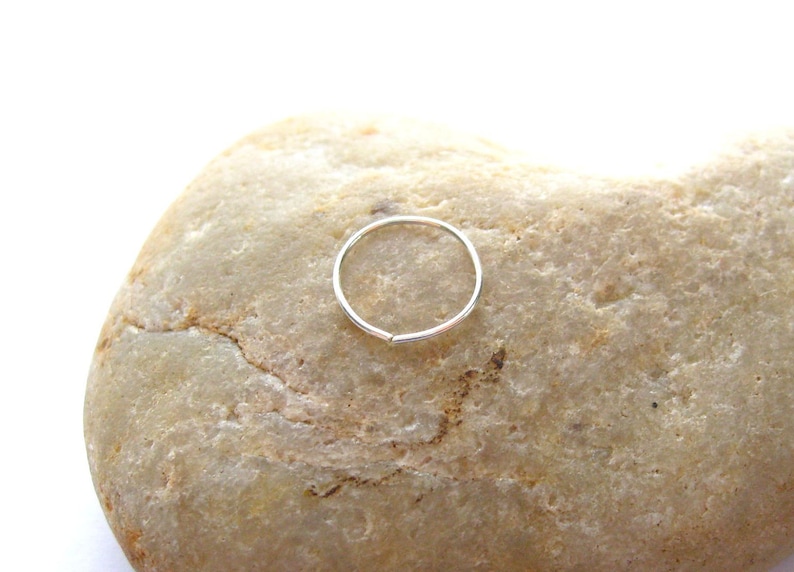 Argentium Silver 24 Gauge Cartilage Earring, Sterling Silver Helix Piercing Hoop image 6