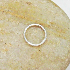 Hammered Sterling Silver Nose Hoop, 20 Gauge Argentium Silver Nose Ring