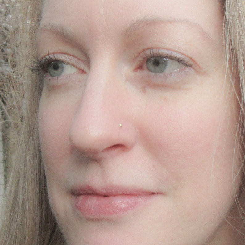 14K Gold 24 Gauge L Shaped Ball End Nose Stud Skinny Nose Etsy