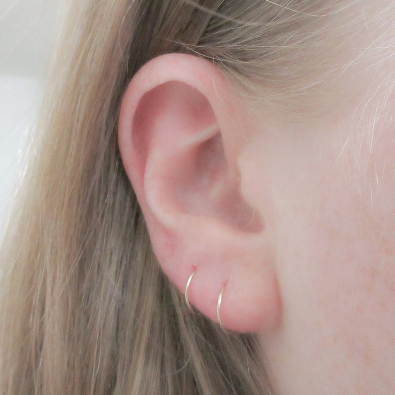 14K Gold Filled 22 Gauge Helix Earrings Ear Hugging Gold Mini Etsy