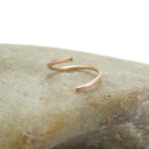 14K Rose Gold Filled Nose Ring, 20 Gauge Pink Gold Nose Hoop image 3