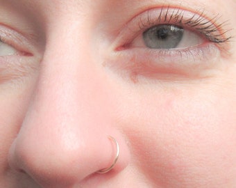 14K Rose Gold Fill Nose Hoop, 18 Gauge Pink Gold Nose Ring