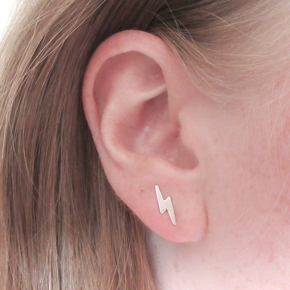 Sterling Silver Small Lightning Bolt Stud Earrings Sterling Silver Small Lightning Bolt Stud Earrings