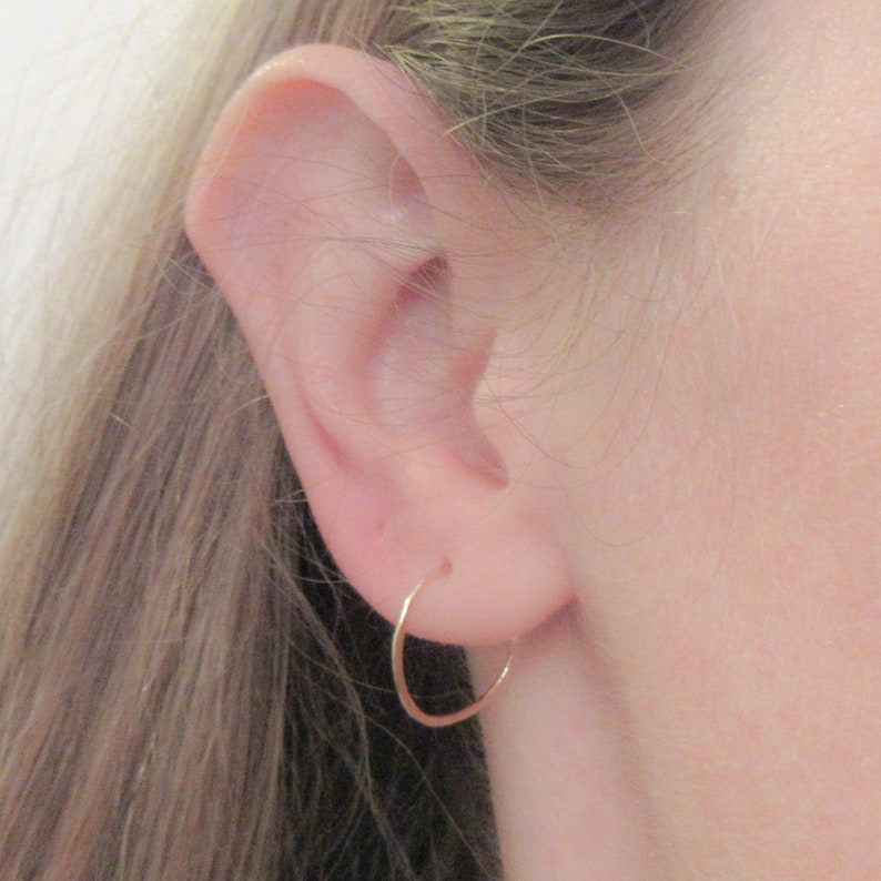 Small Hammered Gold Hoops, 14K Gold Filled 20 Gauge Hoop Earrings image 6