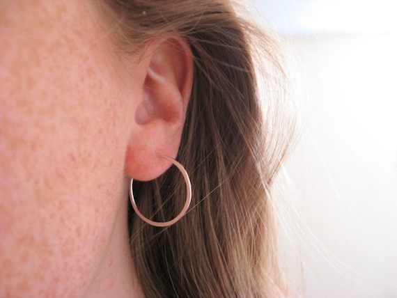 Sterling Silver Hammered Hoop Earrings, Artisan Crafted One Inch Hoops